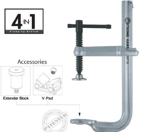 Strong Hand Tools, Sliding Arm Clamp with the Removable / Reversible Clamp Arm and Unique Accessories, 8-1/2", 1200lb